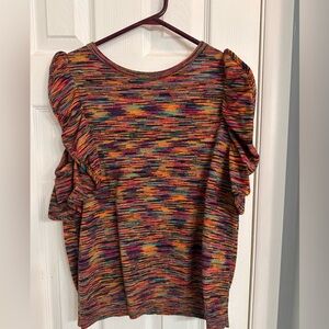 Multicolor Ruffle Sleeve Top